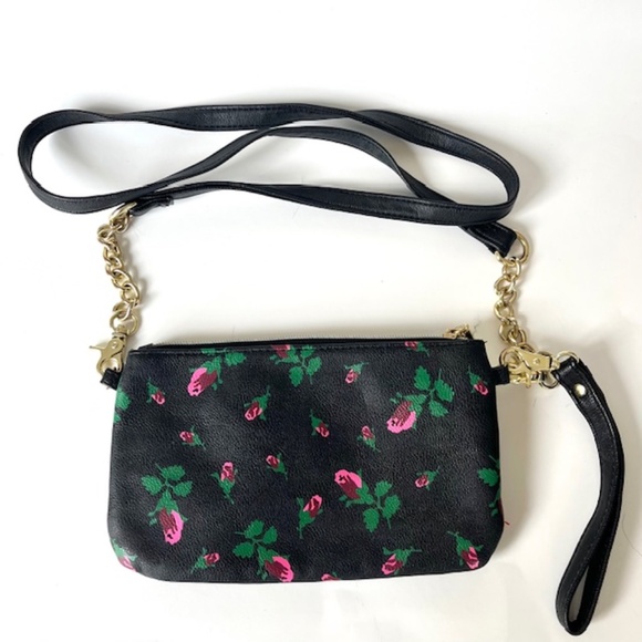 Betsey Johnson "I'M IN CHARGE" Charging Roses Purse Cross body Wristlet - Picture 6 of 6